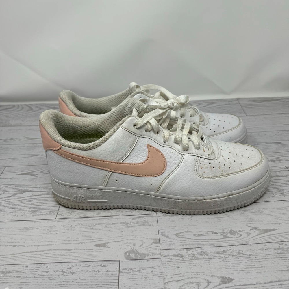 Nike Air Force 1 Low White Pink Swoosh Youth Size 12.5 Sneakers